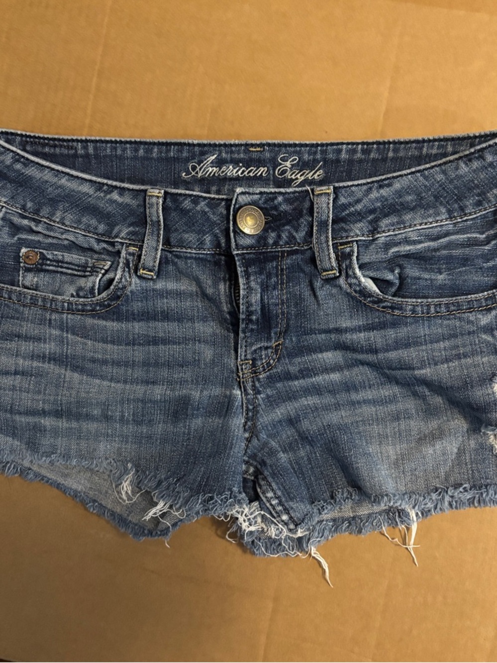 American Eagle Outfitters Blue Distressed Denim Cutoff Shorts hipster
